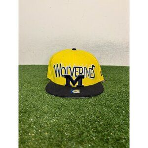 Michigan Wolverines hat cap fitted 7 3/8 blue yellow new era 59fifty football